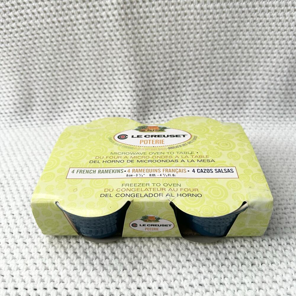 Le Creuset Poterie New Blue Ceramic French Ramekins Set of 4 8cm 4.3 fl oz READ